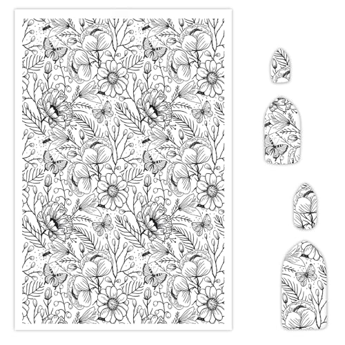 Transferpapier mit Blumen und Schmetterlingen für Polymerton, 10 Stück, Wassertransferblätter für Polymerton, exquisite Blumen, Polymer-Ton, Transferpapier für Bastelarbeiten, Kunst, Schmuck, Ohrringe von CYFUN DESIGN