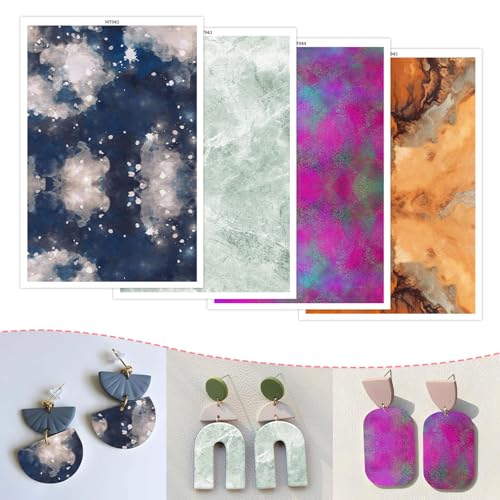 Transferpapier mit abstraktem Muster für Ohrringe und Polymerton, 4 Designs, Nachthimmel, Marmor, wasserlöslich, Transferfolie für Polymerton, DIY, Kunst, Handwerk, Schmuck, Ohrringe, 14 x 8 cm, 20 Transferpapier mit abstraktem Muster für Ohrringe und Polymerton, 4 Designs, Nachthimmel, Marmor, wasserlöslich, Transferfolie für Polymerton, DIY, Kunst, Handwerk, Schmuck, Ohrringe, 14 x 8 cm, 20 von CYFUN DESIGN