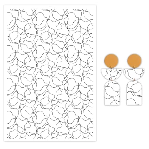 Transferpapier mit abstrakten Linien für Polymerton, 10 Stück, Wassertransferblätter für Polymerton, unregelmäßige Linien, Ton-Transferpapier für Bastelarbeiten, Kunst, Schmuck, Ohrringe, Bastelbedarf von CYFUN DESIGN