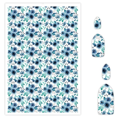 Transferpapier mit blauen Rosen für Polymerton, 10 Stück, Wassertransferblätter für Polymerton, Blütenblüten, Ton-Transferpapier für Bastelarbeiten, Kunst, Schmuck, Ohrringe, Anhänger, Bastelbedarf von CYFUN DESIGN