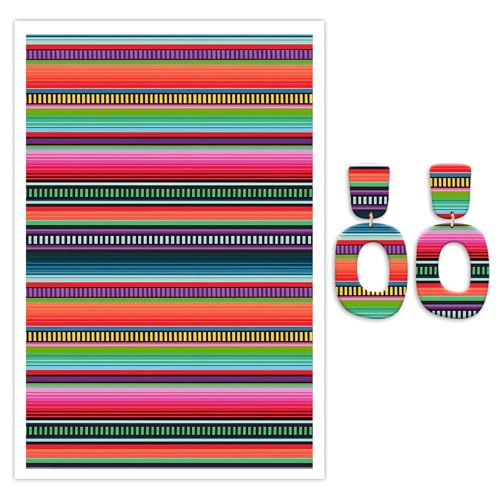 Transferpapier mit bunten Streifen für Ohrringe und Polymerton, Streifenmuster, wasserlöslich, Transferfolie für Polymerton, DIY, Kunst, Handwerk, Schmuck, Ohrringe, 10 Blatt von CYFUN DESIGN