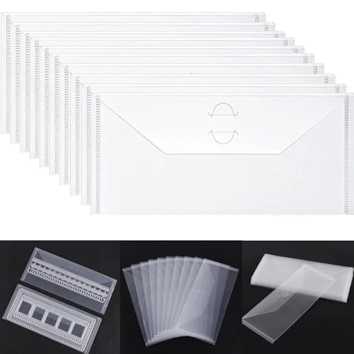 Transparente Aufbewahrungsbeutel für Stempel und Stanzformen, Kunststoff, Scrapbooking, 23,9 x 9,9 cm, wiederverschließbare Kunststoff-Umschläge, Taschen für Stanzformen, Schablonen, Basteln, 10 Stück Transparente Aufbewahrungsbeutel für Stempel und Stanzformen, Kunststoff, Scrapbooking, 23,9 x 9,9 cm, wiederverschließbare Kunststoff-Umschläge, Taschen für Stanzformen, Schablonen, Basteln, 10 Stück von CYFUN DESIGN