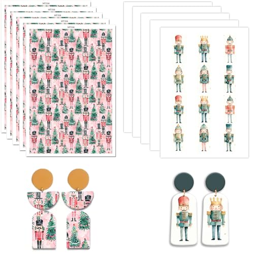 Weihnachtliches Polymer-Ton-Transferpapier, Weihnachtspuppen-Soldaten-Muster, 2 Designs, wasserlösliche Transferblätter für Polymer-Ton, Ohrringe, Schmuckherstellung, DIY-Projekte, 14 x 8 cm, 10 Stück Weihnachtliches Polymer-Ton-Transferpapier, Weihnachtspuppen-Soldaten-Muster, 2 Designs, wasserlösliche Transferblätter für Polymer-Ton, Ohrringe, Schmuckherstellung, DIY-Projekte, 14 x 8 cm, 10 Stück von CYFUN DESIGN
