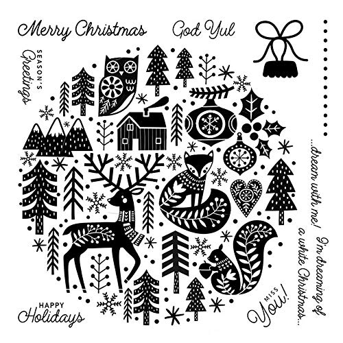 Weihnachts-Serie, Weihnachts-Stempel mit Hirsch, Fuchs, Baum, Glöckchen, Blätter, Weihnachten, klarer Stempel für Kartenherstellung, Frohe Weihnachten, Worte, Gruß, Gummistempel für Papierbasteln, Weihnachts-Serie, Weihnachts-Stempel mit Hirsch, Fuchs, Baum, Glöckchen, Blätter, Weihnachten, klarer Stempel für Kartenherstellung, Frohe Weihnachten, Worte, Gruß, Gummistempel für Papierbasteln, von CYFUN DESIGN