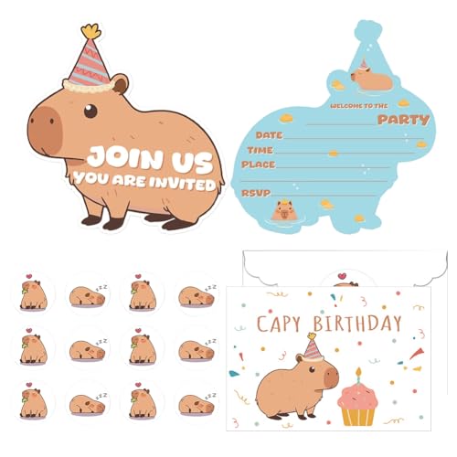 CYGMRFH 12 Capybara Geburtstagseinladungen Mit Umschlägen & Aufklebern –Capybara Geburtstag Einladung Lustige Wasser-Capybara Einladungskarten Für Kindergeburtstag, Party Deko Set Im Spa-Tier Design CYGMRFH 12 Capybara Geburtstagseinladungen Mit Umschlägen & Aufklebern –Capybara Geburtstag Einladung Lustige Wasser-Capybara Einladungskarten Für Kindergeburtstag, Party Deko Set Im Spa-Tier Design von CYGMRFH