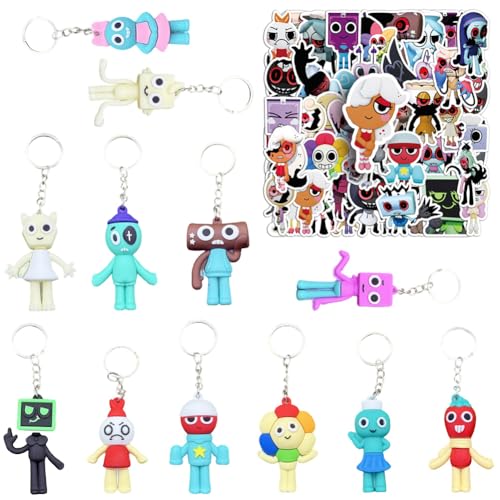 CYGMRFH Dandy Abenteuer Schlüsselanhänger Set mit 12 Figuren und 50 Aufklebern Deko Geschenk für Kinder Jungen Mädchen Party Füller PVC Sticker Anime Schlüsselringe Zubehör Set CYGMRFH Dandy Abenteuer Schlüsselanhänger Set mit 12 Figuren und 50 Aufklebern Deko Geschenk für Kinder Jungen Mädchen Party Füller PVC Sticker Anime Schlüsselringe Zubehör Set von CYGMRFH