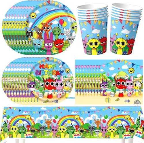 Kinder Geburtstag Party Geschirr,Sprunk Party Geschirr Set,Sprunk Cartoon Partygeschirr Set,Papierservietten,Papierbecher, Tischdecken,Kinderparty Zubehör,10 Gäste-51 Stück Kinder Geburtstag Party Geschirr,Sprunk Party Geschirr Set,Sprunk Cartoon Partygeschirr Set,Papierservietten,Papierbecher, Tischdecken,Kinderparty Zubehör,10 Gäste-51 Stück von CYGMRFH