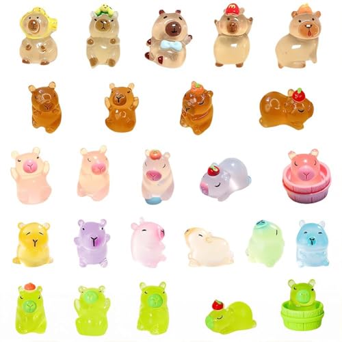Miniatur Wasserschwein Figuren Set,37 Stück Capybara kleines landschaftsornament,für DIY Garten Puppenhaus Tiere Zubehör Mikrolandschaft Feengarten Kuchen Torten Dekor,Kinder Baby Party (C1) von CYGMRFH