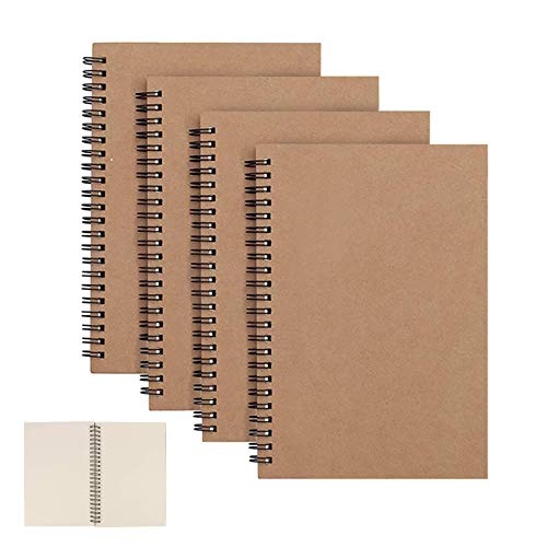 CYH 4 Stück Notizbuch, A5, mit Spiralbindung, Spiralbuch, 100 Seiten/50 leere Blätter, Zeichenheft, A5, Skizzenbuch, für Skizzen, Tagebuch, Notizen oder Planung CYH 4 Stück Notizbuch, A5, mit Spiralbindung, Spiralbuch, 100 Seiten/50 leere Blätter, Zeichenheft, A5, Skizzenbuch, für Skizzen, Tagebuch, Notizen oder Planung von CYH