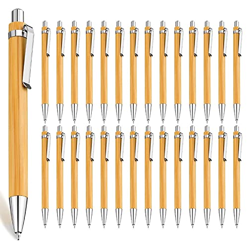 CYH Bambus Holzkugelschreiber Set, 30 Stück Holz Kugelschreiber Schreibgerät, Nachhaltiges Kugelschreiber Set für Schreiben, Journaling, Büroalltag, Schule, Abschlussgeschenk von CYH