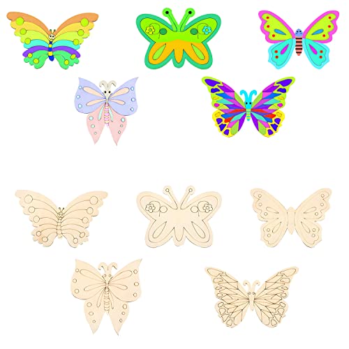 CYIOU 25 Stück Holz Schmetterling Malen Basteln Hohler Schmetterling Dekorativer Schmetterling für Party Zuhause Basteln Oster Dekoration (5 Stile) von CYIOU