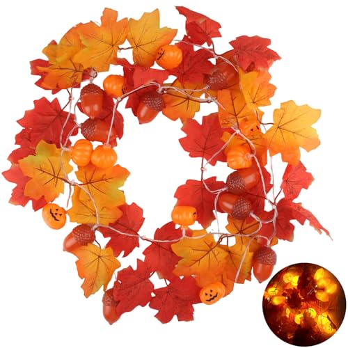 CYIOU Herbstdeko Lichterkette Halloween Deko 3M 20LED Ahornblatt Eicheln Kürbis Lichterkette Ahornblätter Girlande Batteriebetrieben für Halloween Herbst Erntedankfest Innen Außen Deko CYIOU Herbstdeko Lichterkette Halloween Deko 3M 20LED Ahornblatt Eicheln Kürbis Lichterkette Ahornblätter Girlande Batteriebetrieben für Halloween Herbst Erntedankfest Innen Außen Deko von CYIOU
