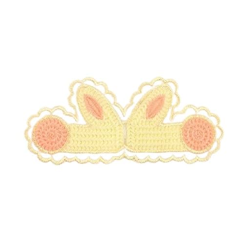 CYJAZNHH 20 Stück Cartoon-Ohr-Stickerei-Aufnäher for Aufbügeln for Kleidung – 11 x 5 cm, süße Aufnäher for Jeans und Jacken(Giallo) von CYJAZNHH