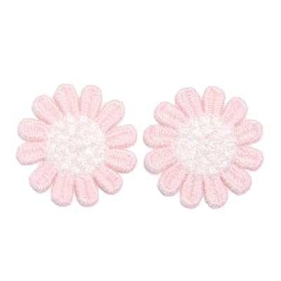 CYJAZNHH 30 Stück Gänseblümchen-Stickerei-Aufnäher – Aufbügler for Kleidung, Jeans und Jacken – 3 cm große florale Ausbesserungsflicken(12 Petal Light Pink) von CYJAZNHH