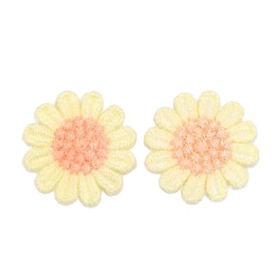 CYJAZNHH 30 Stück Gänseblümchen-Stickerei-Aufnäher – Aufbügler for Kleidung, Jeans und Jacken – 3 cm große florale Ausbesserungsflicken(12 Petals Yellow) von CYJAZNHH