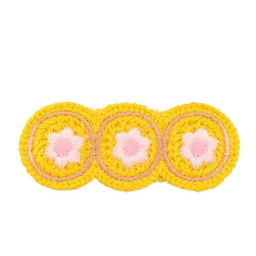 CYJAZNHH 30 Stück Häkel-Flicken mit Blumen – 3 x 7,3 cm große Stickerei-Applikationen for Aufbügeln for Kleidung, Jeans und Jacken(Giallo) von CYJAZNHH