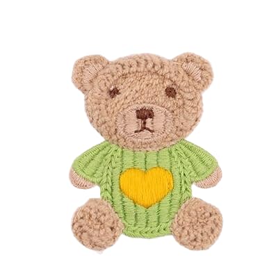 CYJAZNHH 30 Stück handgefertigte Häkelflicken mit Cartoon-Bärenmotiv – 6,5 x 5 cm große Applikationen for Aufbügeln for die Reparatur und Dekoration von Kleidung(Green) von CYJAZNHH