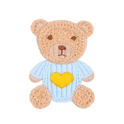 CYJAZNHH 30 Stück handgefertigte Häkelflicken mit Cartoon-Bärenmotiv – 6,5 x 5 cm große Applikationen for Aufbügeln for die Reparatur und Dekoration von Kleidung(Light Blue) von CYJAZNHH