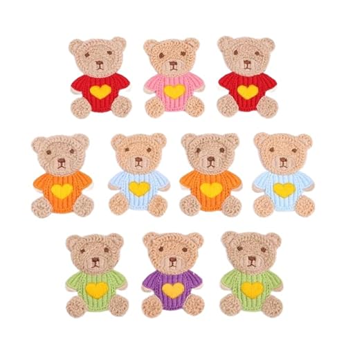 CYJAZNHH 30 Stück handgefertigte Häkelflicken mit Cartoon-Bärenmotiv – 6,5 x 5 cm große Applikationen for Aufbügeln for die Reparatur und Dekoration von Kleidung(Mix) von CYJAZNHH