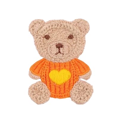 CYJAZNHH 30 Stück handgefertigte Häkelflicken mit Cartoon-Bärenmotiv – 6,5 x 5 cm große Applikationen for Aufbügeln for die Reparatur und Dekoration von Kleidung(Oranje) von CYJAZNHH