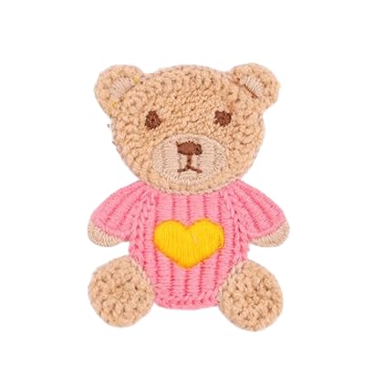 CYJAZNHH 30 Stück handgefertigte Häkelflicken mit Cartoon-Bärenmotiv – 6,5 x 5 cm große Applikationen for Aufbügeln for die Reparatur und Dekoration von Kleidung(Roze) von CYJAZNHH