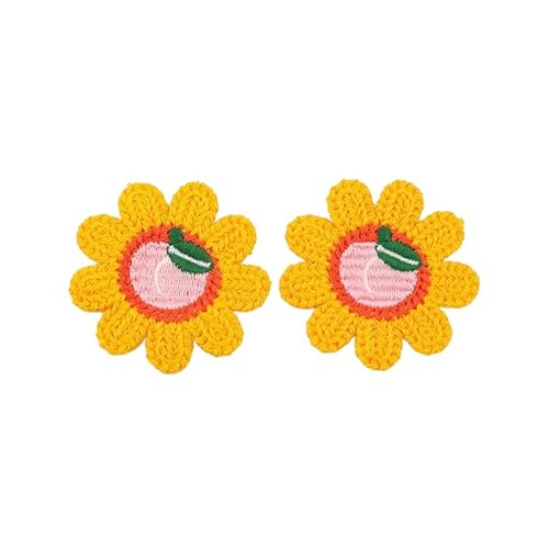 CYJAZNHH 30 Stück handgefertigte gehäkelte Blumen-Aufnäher – 6 cm Kirsch-Sonnenblumen-Applikationen for Aufbügeln for Kleidungsreparatur und Dekoration(Giallo) von CYJAZNHH
