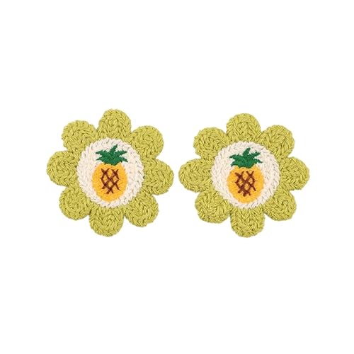 CYJAZNHH 30 Stück handgefertigte gehäkelte Blumen-Aufnäher – 6 cm Kirsch-Sonnenblumen-Applikationen for Aufbügeln for Kleidungsreparatur und Dekoration(Green) von CYJAZNHH