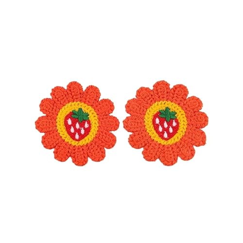 CYJAZNHH 30 Stück handgefertigte gehäkelte Blumen-Aufnäher – 6 cm Kirsch-Sonnenblumen-Applikationen for Aufbügeln for Kleidungsreparatur und Dekoration(Oranje) von CYJAZNHH