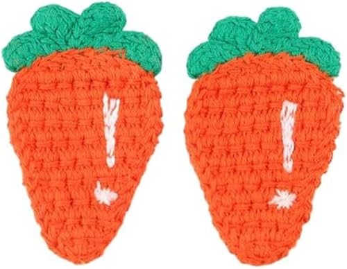 CYJAZNHH 30 Stück handgefertigte gehäkelte Kirsch-Patches – 6,5 x 4,5 cm, for Aufbügeln, Obst-Stickerei-Applikationen for die Reparatur und Dekoration von Kleidung(Carrot) von CYJAZNHH