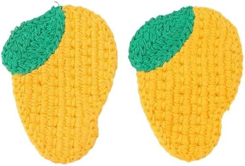 CYJAZNHH 30 Stück handgefertigte gehäkelte Kirsch-Patches – 6,5 x 4,5 cm, for Aufbügeln, Obst-Stickerei-Applikationen for die Reparatur und Dekoration von Kleidung(Mango) von CYJAZNHH
