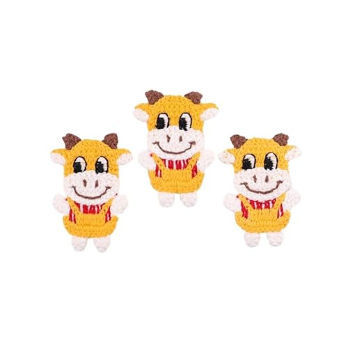 CYJAZNHH 30 Stück handgefertigte gehäkelte Tier-Patches – Applikationen for Aufbügeln for Kleidung, 7,7 x 4,8 cm große Stickerei-Flicken(Giallo) von CYJAZNHH