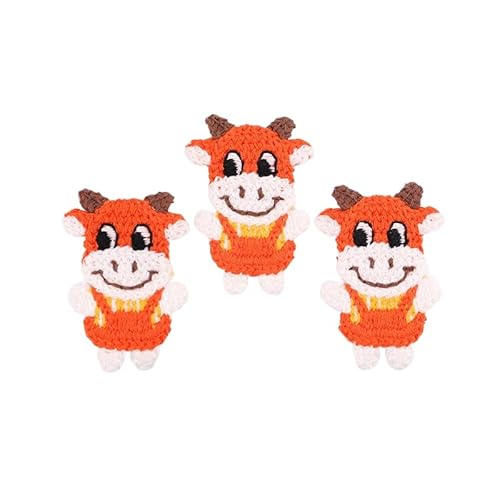 CYJAZNHH 30 Stück handgefertigte gehäkelte Tier-Patches – Applikationen for Aufbügeln for Kleidung, 7,7 x 4,8 cm große Stickerei-Flicken(Orange Red) von CYJAZNHH