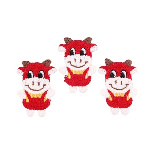 CYJAZNHH 30 Stück handgefertigte gehäkelte Tier-Patches – Applikationen for Aufbügeln for Kleidung, 7,7 x 4,8 cm große Stickerei-Flicken(Rosso) von CYJAZNHH