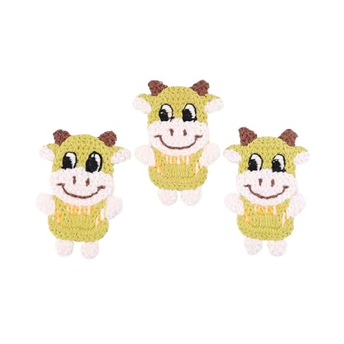 CYJAZNHH 30 Stück handgefertigte gehäkelte Tier-Patches – Applikationen for Aufbügeln for Kleidung, 7,7 x 4,8 cm große Stickerei-Flicken(Yellow Green) von CYJAZNHH