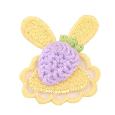 CYJAZNHH 30 Stück kleine Kaninchen-Häkelblumen-Aufnäher for Aufbügeln for Kleidung – Stickapplikationen for Jeans und Jacken(Giallo) von CYJAZNHH