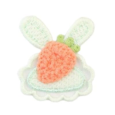CYJAZNHH 30 Stück kleine Kaninchen-Häkelblumen-Aufnäher for Aufbügeln for Kleidung – Stickapplikationen for Jeans und Jacken(Light Green) von CYJAZNHH