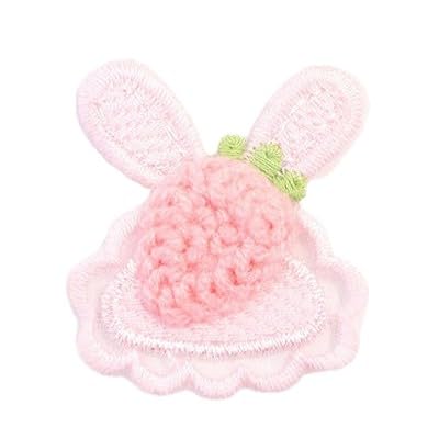 CYJAZNHH 30 Stück kleine Kaninchen-Häkelblumen-Aufnäher for Aufbügeln for Kleidung – Stickapplikationen for Jeans und Jacken(Light Pink) von CYJAZNHH