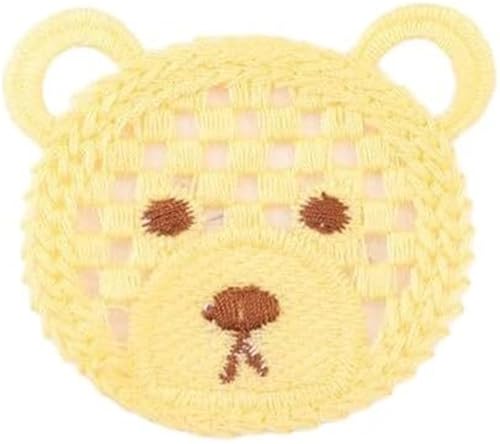 CYJAZNHH 30 Stück kleine gehäkelte Bären-Blumen-Aufnäher for Aufbügeln for Kleidung – 5 x 6 cm Stickapplikationen for Jeans und Jacken(Giallo) von CYJAZNHH