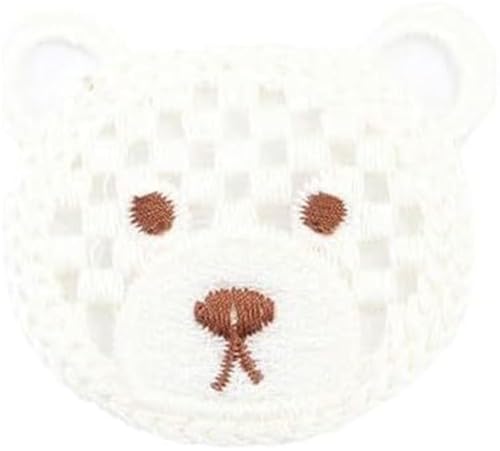 CYJAZNHH 30 Stück kleine gehäkelte Bären-Blumen-Aufnäher for Aufbügeln for Kleidung – 5 x 6 cm Stickapplikationen for Jeans und Jacken(White) von CYJAZNHH