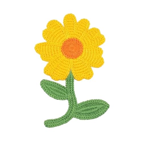 CYJAZNHH 30 Stück kleine gehäkelte Blumen-Aufnäher for Aufbügeln zur Reparatur von Kleidung – 14,5 x 8,5 cm Stickapplikationen for Jeans und Jacken(Giallo) von CYJAZNHH