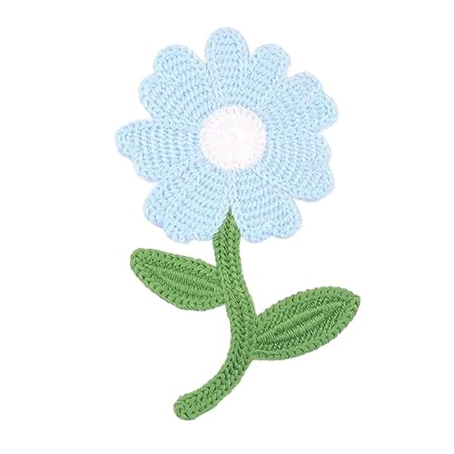 CYJAZNHH 30 Stück kleine gehäkelte Blumen-Aufnäher for Aufbügeln zur Reparatur von Kleidung – 14,5 x 8,5 cm Stickapplikationen for Jeans und Jacken(Light Blue) von CYJAZNHH