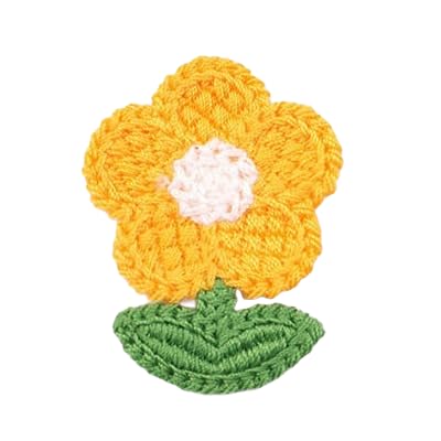 CYJAZNHH 30 Stück kleine gehäkelte Blumen-Stickerei-Aufnäher – Applikationen for Aufbügeln for Kleidung, Jeans und Jacken(Giallo) von CYJAZNHH