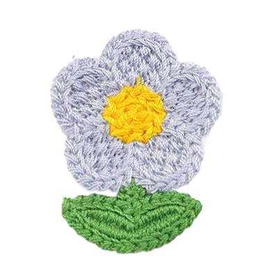 CYJAZNHH 30 Stück kleine gehäkelte Blumen-Stickerei-Aufnäher – Applikationen for Aufbügeln for Kleidung, Jeans und Jacken(Light Gray) von CYJAZNHH
