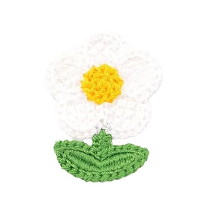 CYJAZNHH 30 Stück kleine gehäkelte Blumen-Stickerei-Aufnäher – Applikationen for Aufbügeln for Kleidung, Jeans und Jacken(White) von CYJAZNHH
