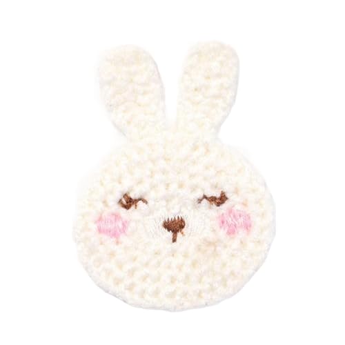 CYJAZNHH 30 Stück süße, handgefertigte Häkelapplikationen mit Häschenmotiv – Aufnäher mit Blumen for Aufbügeln zur Reparatur von Kleidung (4 x 3,5 cm)(Beige) von CYJAZNHH
