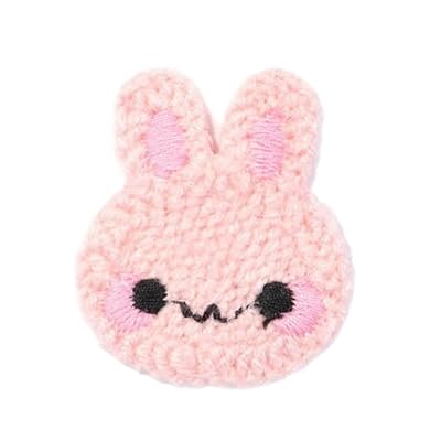 CYJAZNHH 30 Stück süße, handgefertigte Häkelapplikationen mit Häschenmotiv – Aufnäher mit Blumen for Aufbügeln zur Reparatur von Kleidung (4 x 3,5 cm)(Light Pink) von CYJAZNHH