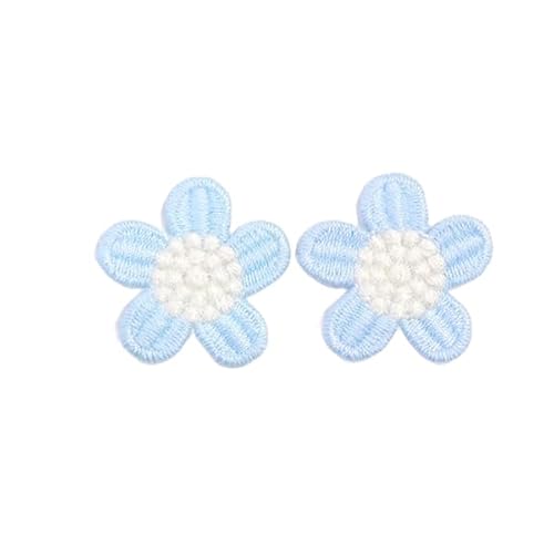 CYJAZNHH 40 mm, 30 Stück, kleine gehäkelte Blumen-Aufnäher – for Aufbügeln, Stickapplikationen for Kleidung, Jeans und Jacken(Blu) von CYJAZNHH