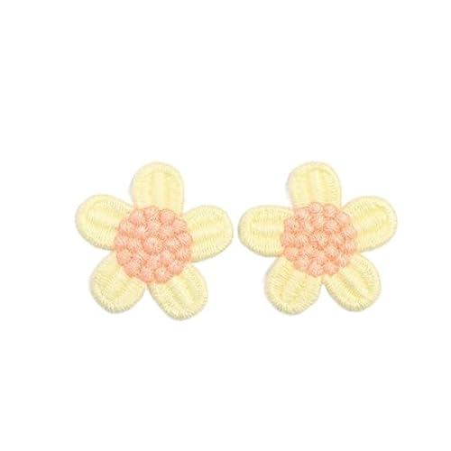 CYJAZNHH 40 mm, 30 Stück, kleine gehäkelte Blumen-Aufnäher – for Aufbügeln, Stickapplikationen for Kleidung, Jeans und Jacken(Yello) von CYJAZNHH