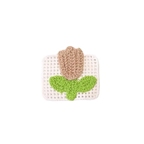 CYJAZNHH Handgefertigte gehäkelte Blumenaufnäher – 10 Stück 6 x 6 cm Tulpen-Applikationen zur Reparatur und Dekoration von Kleidung(Coffee) von CYJAZNHH