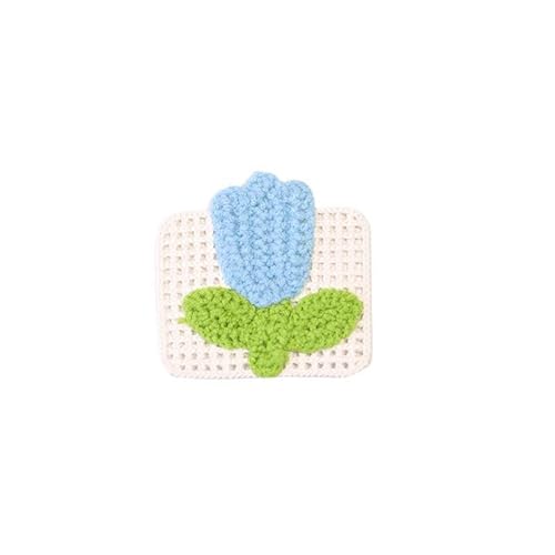 CYJAZNHH Handgefertigte gehäkelte Blumenaufnäher – 10 Stück 6 x 6 cm Tulpen-Applikationen zur Reparatur und Dekoration von Kleidung(Light Blue) von CYJAZNHH